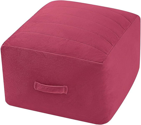 MeMoreCool Square Stuffed Pouf Ottoman Foot Rest, Floor Pouf Foot Stool with Foam Chunk Filling, Soft Stuffed Ottoman Footrest for Living Room-Ruum Studio Home