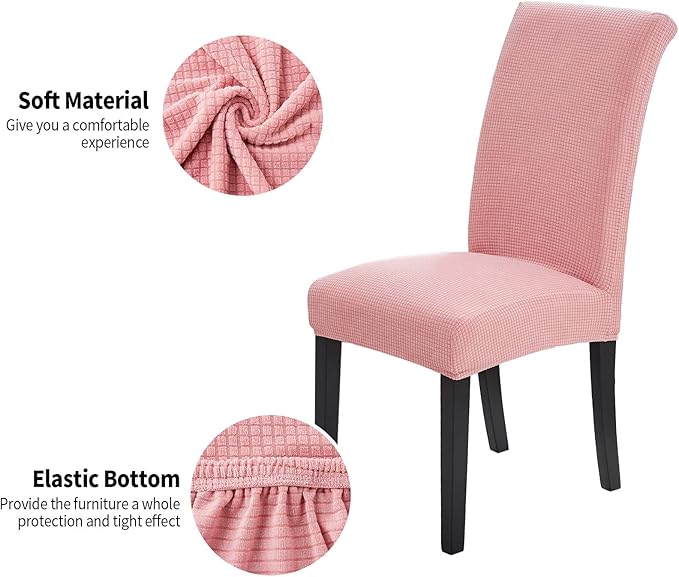 Joccun Chair Covers for Dining Room Set of 4, Dining Chair Slipcovers Stretch Dining Room Chair Covers Seat Protector,Washable Parsons Chair Cover for Home,Banquet(Dusty Pink,4 Pack)-Ruum Studio Home
