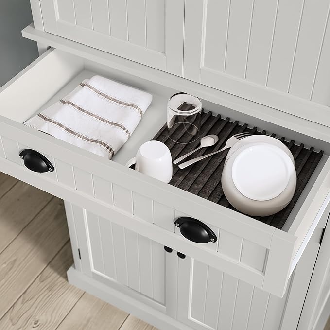 ARTPOWER 72" Tall Kitchen Pantry Storage Cabinet with Drawer and Adjustable Shelves, Pantry Cabinet for Kitchen, Bathroom or Hallway, White-Ruum Studio Home