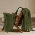 PHF 100% Cotton Waffle Weave Throw Blanket, Soft Lightweight Breathable Cozy Summer Throws for Couch Bed Sofa, Luxury Aesthetic Woven Blanket for Home Decor & Office, 50"x60", Capulet Olive-Ruum Studio Home