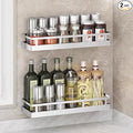 2PCS Kitchen Spice Rack, SUS304 Stainless steel Wall Mount Storage Rack, Seasoning Container, 15.7Inch Spice Organizer, Kitchen Seasoning Hanging Rack, Bathroom Shelf for Storing Toiletries-Ruum Studio Home