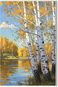 Poplar trees beside the blue sky and white clouds are suitable for living rooms bedrooms and offices Landscape posters and wall paintings-Ruum Studio Home
