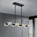 XINGQI Modern Chandeliers for Dining Room Over Table, 8-Light Rectangular Kitchen Island Light Fixture, Linear Farmhouse Metal Glass Black Vintage Hanging Lamp for Living Room Bar-Ruum Studio Home