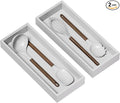 Kitchen Drawer Organizer - 2 Pack, Stackable Bamboo Drawer Organizers, Wooden Storage Box Tray for Cabinet, Pantry, Bathroom Countertop, Multi-use Organization and Storage (White)-Ruum Studio Home