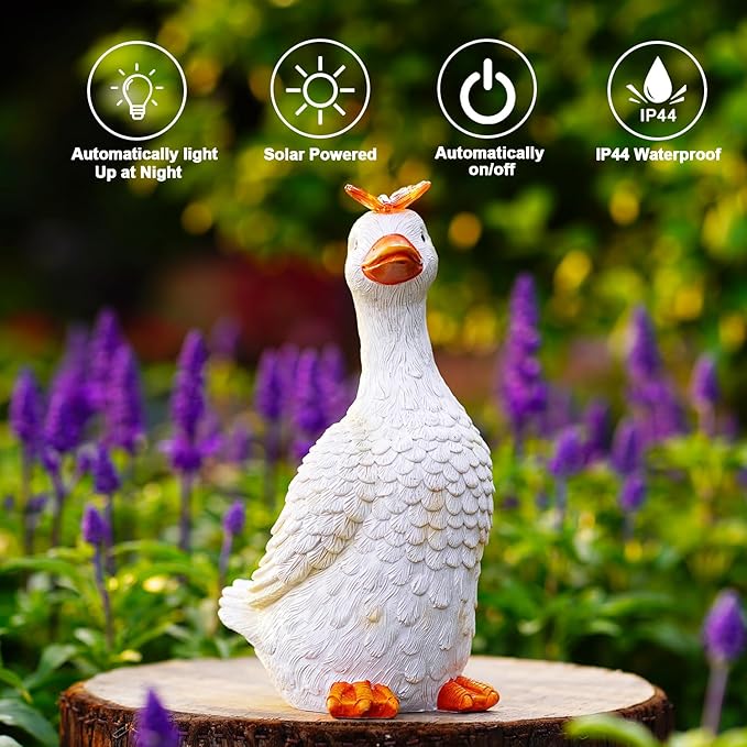 Goodeco Porch Goose Statue with Butterfly - Outdoor Garden Goose Decor for Yard, Unique Gifts for Mom & Garden Lovers (Off White)-Ruum Studio Home
