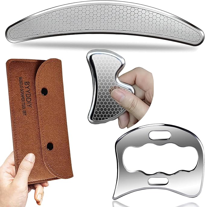 BYYDDIY 3 in 1 Gua Sha Muscle Scraper Tool Set,Scraping Massage Tools Kit & IASTM Tool for Physical Therapy,Muscle Scraper Kit for Massage Scraper Tool, for Relieve Muscle Pain and Tension(C1B1D)-Ruum Studio Home