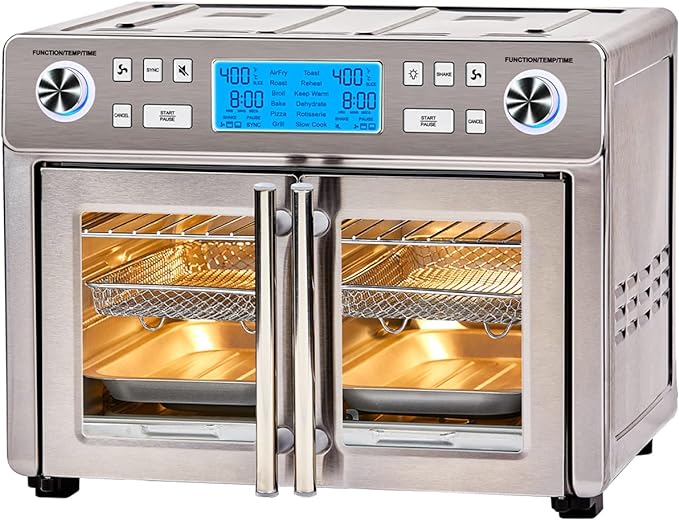Emeril Lagasse Dual Zone 360 Air Fryer Oven Combo with French Door, 25 QT Extra Large, Cook Two Foods in Different Ways, Up to 60% Faster from Frozen to Finish-Ruum Studio Home