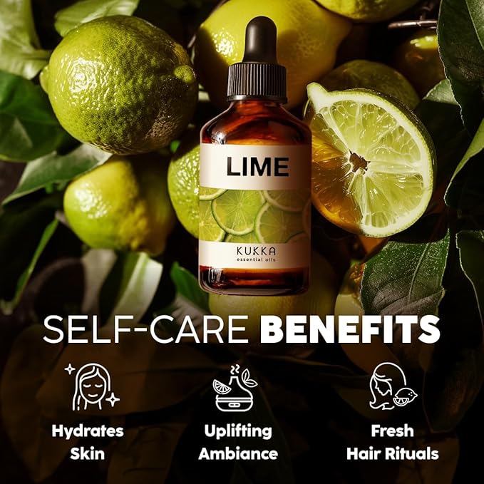 Kukka Lime Essential Oil for Skin - 4 Fl Oz - 100% Pure Natural Lime Oil for Diffuser, Hair, Candles & Soap Making Scent DIY-Ruum Studio Home