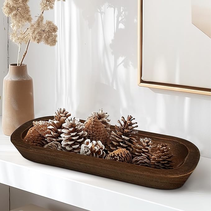 Royxen 8 Pack Dough Bowl for Candle, Wooden Dough Bowls Paulownia, Rustic Bowl Vintage, Bowls for Candle, 14.5 x 5.5 Inch, Brown-Ruum Studio Home