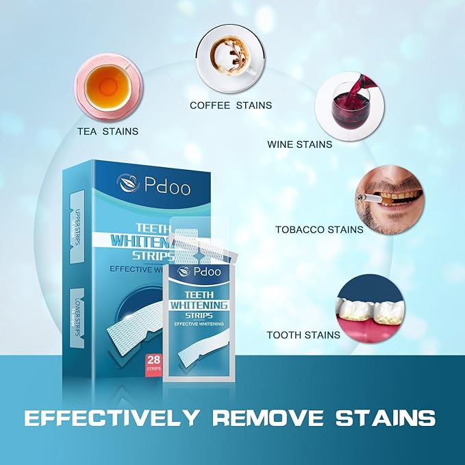 Teeth Whitening Strip 14 Treatments - Whitening Strips for Sensitive People, Fast Remove Smoking, Coffee, Wine Stains, Teeth Brightening Kit Pack of 28 Non-Slip Strips-Ruum Studio Home