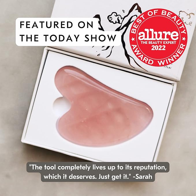 Mount Lai Rose Quartz Gua Sha Facial Tool – The Stone of Graceful Radiance – 100% Genuine Rose Quartz Stone Face Sculpting Tool for Lymphatic Drainage, Puffiness Reduction & Graceful Beauty-Ruum Studio Home