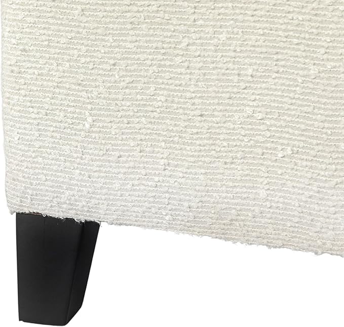 Adeco 18 Inch High Cube Ottoman Storage, Linen Chair Foot Stools, Upholstered Vanity Stool with Hinged Lid, Solid Wood Legs (White Circle Yarn)-Ruum Studio Home