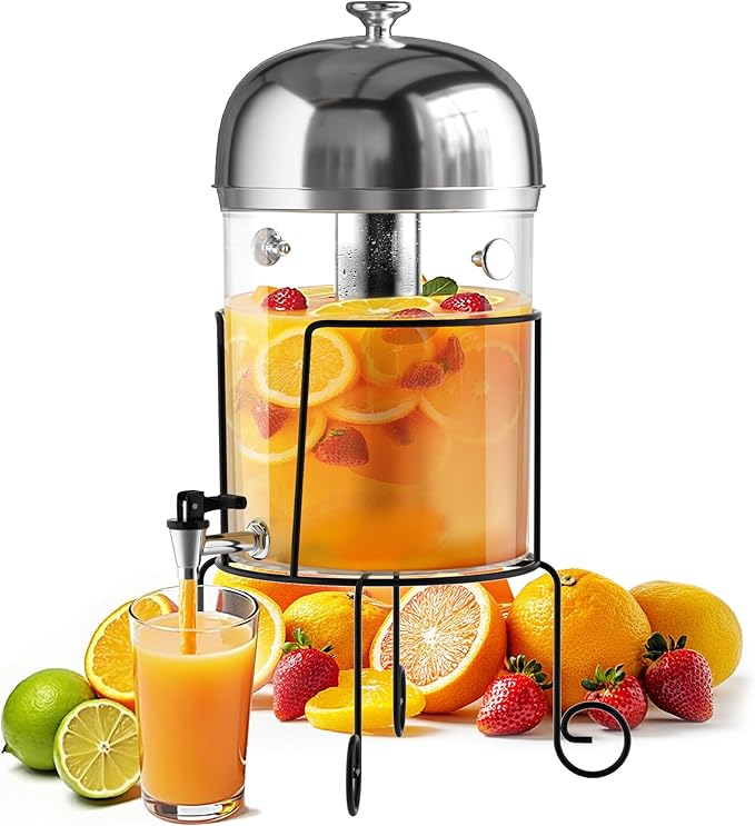 Wantjoin Beverage Dispenser With Stand - 2 Gallon Drink Dispenser With Stand Juice Dispensers For Parties, Ice Core, Spigot, Visible Container For Lemonade, Cocktail, Sangria, Punch, Events, Buffet-Ruum Studio Home