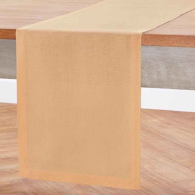 Solino Home Linen Table Runner 72 Inches Long - 100% Pure Linen Peach Table Runner 14 x 72 Inch - Fete-Ruum Studio Home
