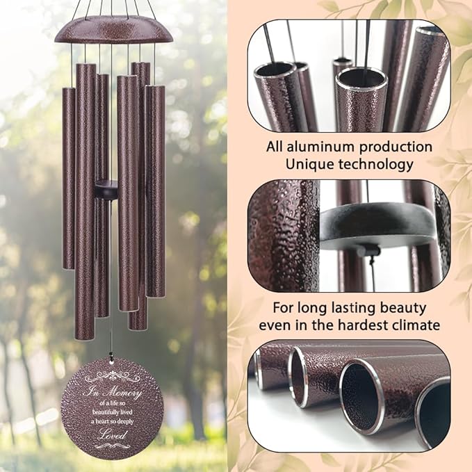 Personalized Sympathy Wind Chimes, Sympathy Gift After Loss of Mom Dad, or Loved One, Memorial Garden Remembering a Loved One Memorial Gifts-Ruum Studio Home