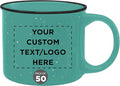 DISCOUNT PROMOS Custom Ceramic Campfire Coffee Mugs 13 oz. Set of 50, Personalized Bulk Pack - Perfect for Tea, Espresso, Cappuccino, Hot Cocoa - Mint-Ruum Studio Home