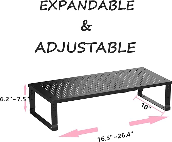 Metal Stackable Expandable Storage Shelf - Multi-Functional Home Storage Shelf, Suitable for Kitchen, Cabinet，Bathroom, Office, Garage, etc.（1PACK/Black/Large-Ruum Studio Home