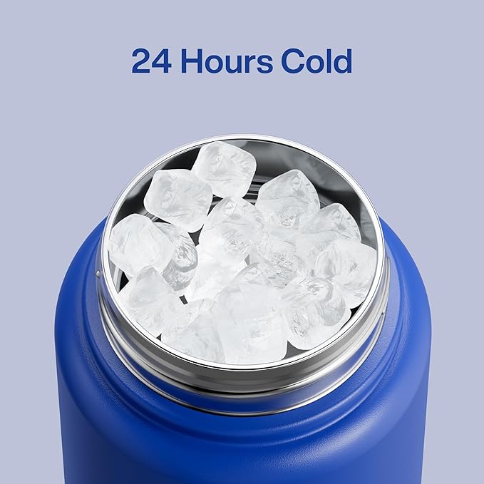 Insulated Water Bottle with Straw Stainless Steel Water Bottle, Leak-Proof, BPA-Free, Double Wall Vacuum Keeps Cold for 24 Hours for Sports, Travel, School (32 oz, Royal Blue)-Ruum Studio Home