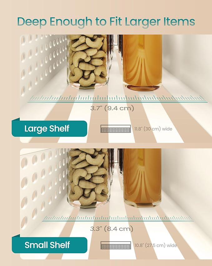 SONGMICS Magnetic Spice Rack for Refrigerator, Set of 4, 2 Large and 2 Small Kichen Magnetic Shelves for Microwave, Washing Machine, Spice Organizers, No Drilling Needed, Cream White UKCS061W01-Ruum Studio Home