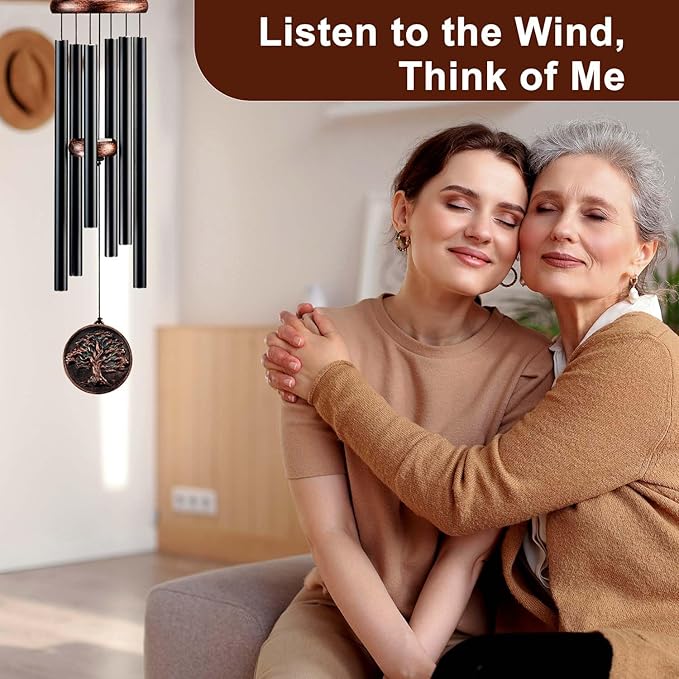 Memorial Wind Chimes for Loss of Loved One, Tree of Life Vintage Wind Chime for Outside, Sympathy/Memorial/Retirement/Festivals/Birthday Gift for Father/Mother/Lover (DIY 34" Tree of Life)-Ruum Studio Home