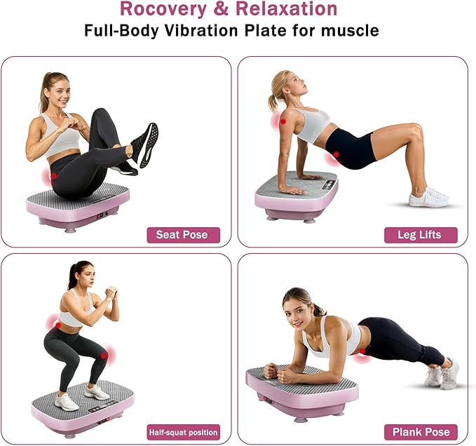 Vibration Plate Exercise Machine, Ultra-Quiet Vibration Plate for Lymphatic Drainage & Body Toning, Whole Body Vibration Platform with Bluetooth, Resistance Bands, Home Gyms Equipment-Ruum Studio Home