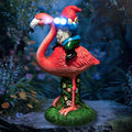 Solar Flamingo Gnome Garden Decor Statue, Outdoor Funny Solar Light Decoration for Yard, Patio, Lawn, Unique Housewarming, Birthday Gift for Women, Mom, Grandma-Ruum Studio Home
