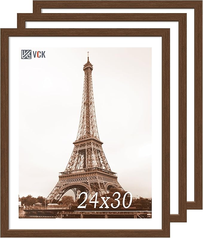 VCK 24x30 Brown Poster Frame 3 Pack, Wood Picture Frame with Exclusive Wood Grain, Wall Mounting Hanging-Ruum Studio Home
