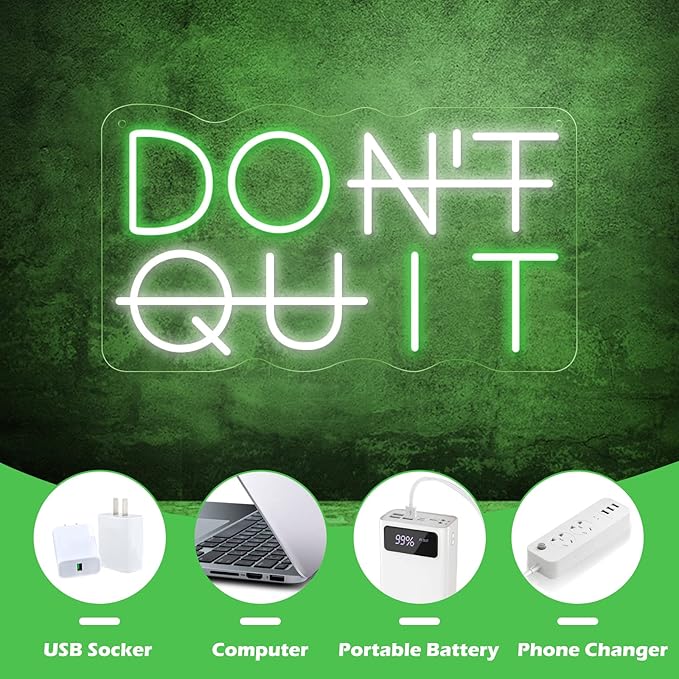 Don't Quit LED Neon Sign for Wall Decor, DO IT Neon Lights Party Decorations, USB Powered Switch LED Lights Adjustable for Office, Gym, Man Cave, Gamer Room Decor-Ruum Studio Home