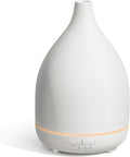InnoGear Oil Diffuser, 300ML Ceramic Diffuser for Essential Oils Handcrafted Aromatherapy Diffuser Ultrasonic Cool Mist Humidifier with 4 Timers Waterless Auto Off for Room Office, White Base-Ruum Studio Home