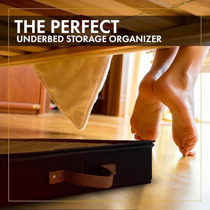 HOMELUX THEORY 2pc Low Profile Under Bed Storage Containers, Thin Under Couch Storage Organizer with Bins & Lids, Underbed Storage Box Ideal for Seasonal Clothes, Blankets, Fabric & Shoes (Black)-Ruum Studio Home