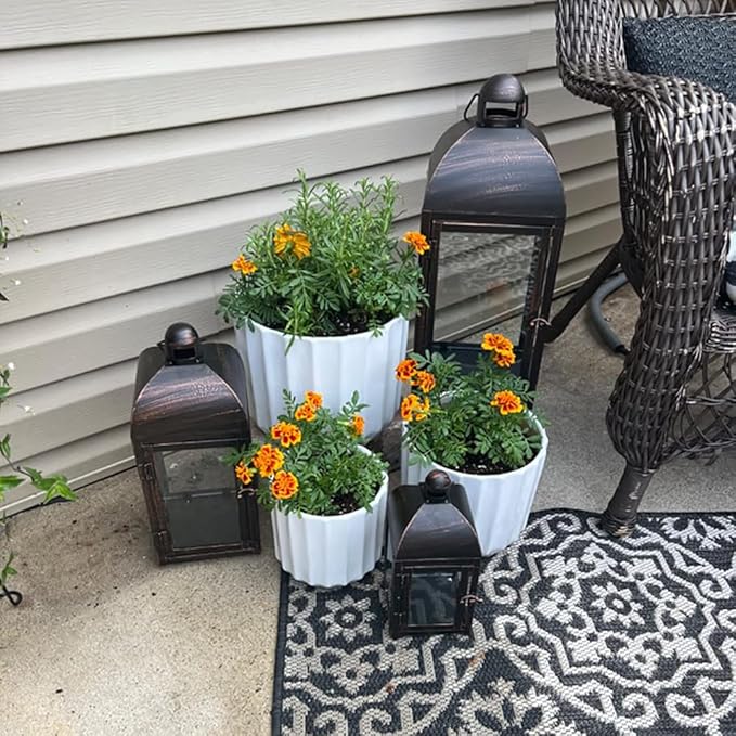 NEEDOMO Lanterns Decorative Outdoor & Indoor, Set of 3 Outdoor Lanterns for Porch, 23" Large Candle Lantern, Bronze Metal Frame with Glass, Vintage Farmhouse, Patio, Pathway, Garden, Fall, Christmas-Ruum Studio Home