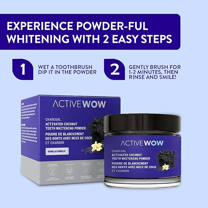 Active Wow Activated Coconut Powder – Whitening Toothpaste Powder, Fluoride-Free, Sulfate & Paraben-Free, Vanilla Flavor-Ruum Studio Home