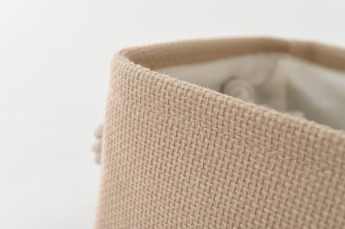 Organization and Storage Basket for Gifts Empty - 16x12x8 inch Large 4 Pack Fabric Storage Cube Collapsible Baskets for Shelves with Handles, Storage Box for Cloth Books Laundry Canvas(Beige)-Ruum Studio Home