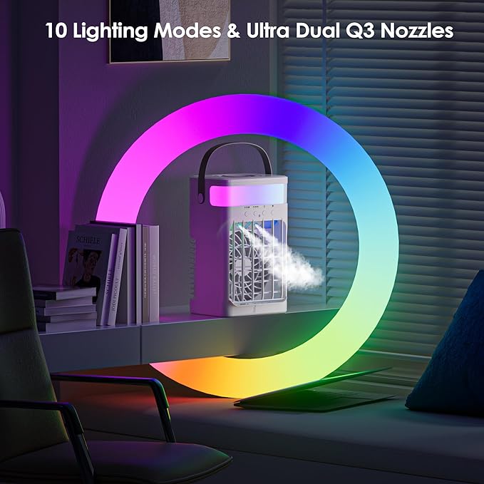 Portable Air Conditioner,Cooling Fan with 3 Speeds & 3 Modes,1500ML Mini Air Conditioner with Remote, Air Conditioner Fan,Night Light,Evaporative Air Cooler for Home/Office-Ruum Studio Home