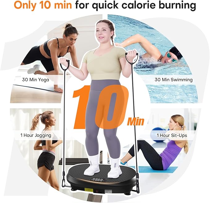 Curved Vibration Plate Exercise Machine, Vibrating Plate 400 lbs Capacity with 9 Auto Modes and 120 Adjustable Speeds, Large LED Display, Touch and Remote Control, Vibration Platform for Home-Ruum Studio Home