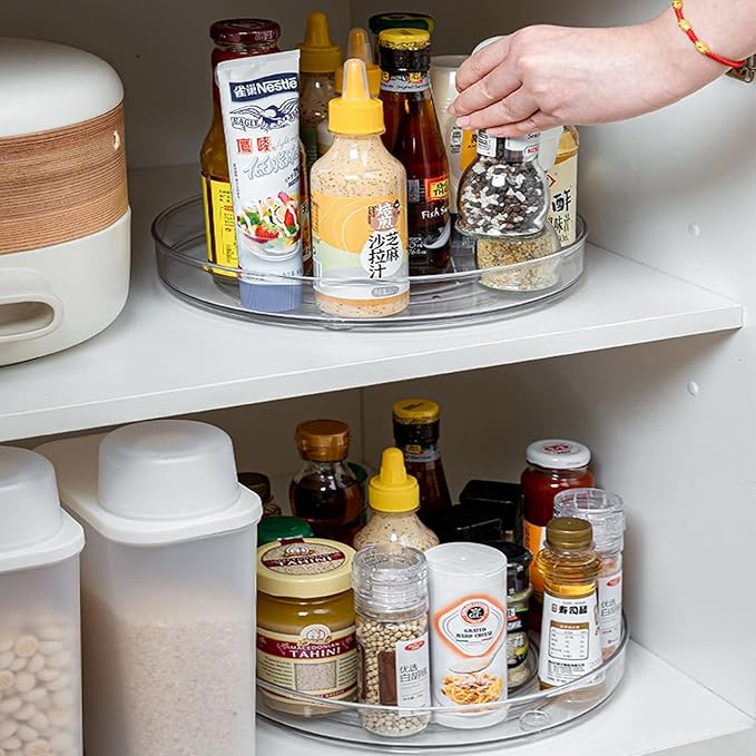 URALFA 2-Pack Lazy Susan Cabinet Organizer, Plastic Rotating Round Lazy Susan Turntable for Cabinet, Pantry, Countertop, Table, Fridge, 10.5 Inch-Ruum Studio Home
