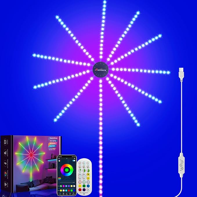 Smart Firework LED Lights Indoor, Music Sync LED Firework Lights with Firework Launch Effect, App and Remote Control, 11pcs LED Strip Lights with RGB Color Changing for Room, Festival Decor-Ruum Studio Home