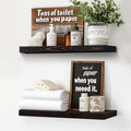 Floating Wall Shelves - 16"x6.8"x1.2" Sturdy Rustic Black Solid Wood Shelves for Storage and Décor, Easy Installation for Living Room, Bedroom, and Kitchen - 2 Pack-Ruum Studio Home