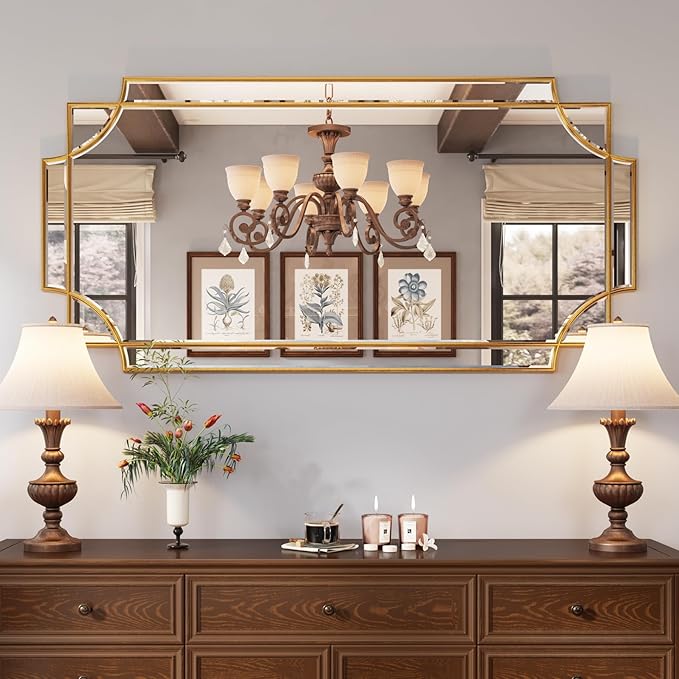 Kelly Miller 24"x48" Large Gold Mirror for Wall, Gold Traditional Wall Mirror Art Decorative Mirror Beveled Full Length Mirror Home Decor for Bathroom Living Room Bedroom Kitchen Farmhouse Entryway-Ruum Studio Home