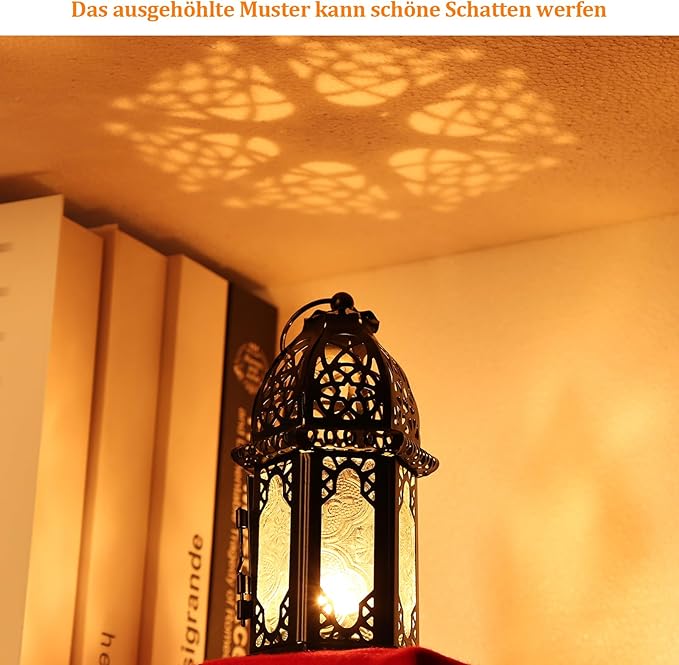 Metal Candle Holder 4PCS Transparent Glass Moroccan Style Hanging Lanterns Creative Wedding Home Tabletop Decoration Birdcage, Black-Ruum Studio Home