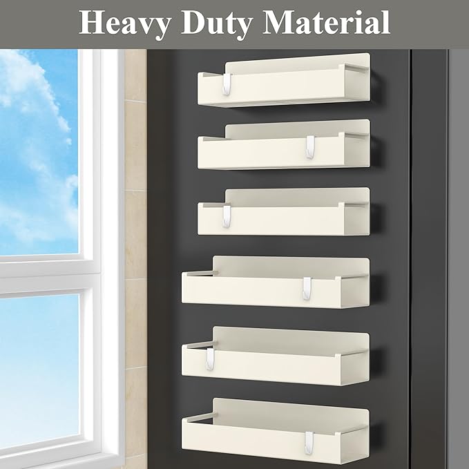 6 Pack Magnetic Spice Rack Organizer for Refrigerator and Oven, Cream White Fridge Organizers and Storage for Kitchen-Ruum Studio Home