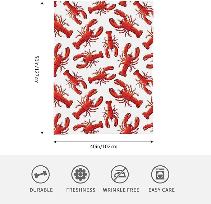 HGOD DESIGNS Red Lobster Fleece Throw Blanket Ultra Soft Cozy Blooming Decorative Flannel Blanket All Season for Home Couch Bed Chair Travel 40x50in-Ruum Studio Home