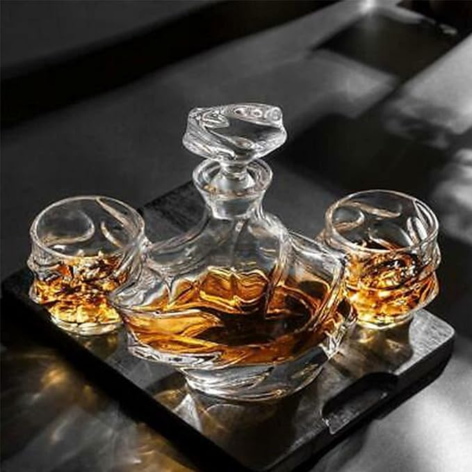 12 oz Hand Blown Crystal Whiskey Glasses Set of 4, Unique Cognac Glass, Heavy Thick Bottom Bar Glass for Scotch Bourbon Rum Gin Water Cocktail,Gifts Men Gifts Ideas-Ruum Studio Home