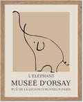 Poster Master Vintage Poster - Retro Minimalist Print - Gift for Artist, Housewarming - Elephant, Line Drawing, Sketch, Abstract - Wall Decor for Living Room, Bedroom, 11x14 Beige Framed-Ruum Studio Home