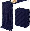 12 Pack Navy Blue Cheesecloth Table Runner 10FT Boho Fabric Rustic Cheese Cloth Table Runner for Wedding Bridal Shower Baby Shower Gauze Sheer Birthday Party Table Decorations 20 x 120 Inch Long-Ruum Studio Home