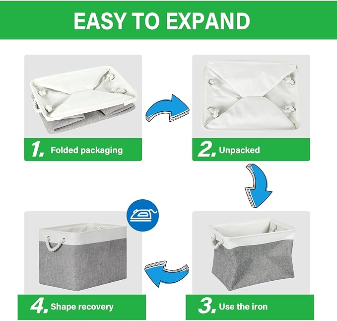 Bidtakay Extra Large Storage Baskets for Organizing 17x12x15.1 inch 3-Pack Fabric Closet Organizers Storage Bins with Handles Foldable Storage Baskets for Shelves Clothes XL-White&Grey-Ruum Studio Home
