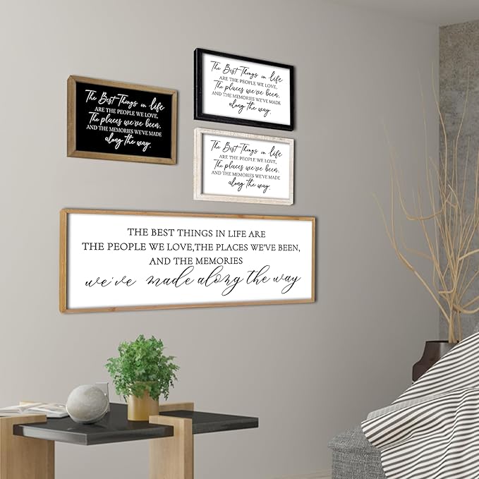 The Best Things in Life Wall Decor Sign 40 x 15 Inch Memories Inspirational Quotes Wood Framed Family Entryway Living Room Home Wall Art for Farmhouse Bedroom Room (Wood)-Ruum Studio Home