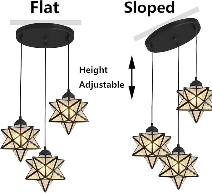 Farmhouse Glam Chandelier with Glass Star Pendants Light Fixture Elegant Ceiling Hanging Lights Included Warm Light Bulbs Black-Ruum Studio Home