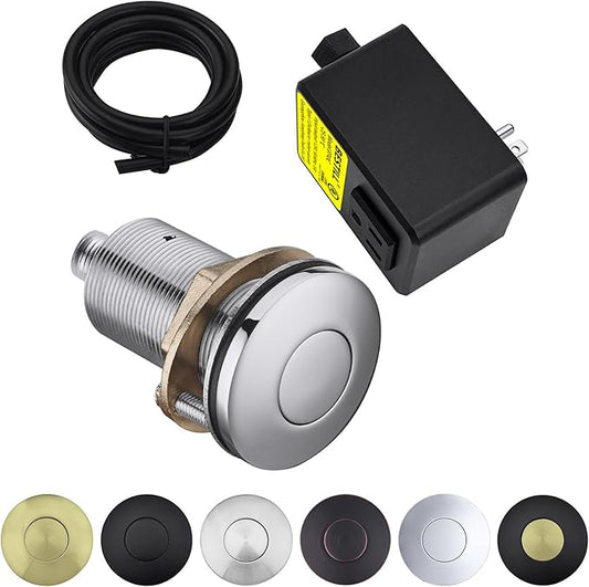 BESTILL Garbage Disposal Air Switch Kit - UL Listed, Brass 2.95" Short Sink Top On/Off Switch Button for Food Waste Disposer, Chrome, Compatible with all Garbage Disposals-Ruum Studio Home