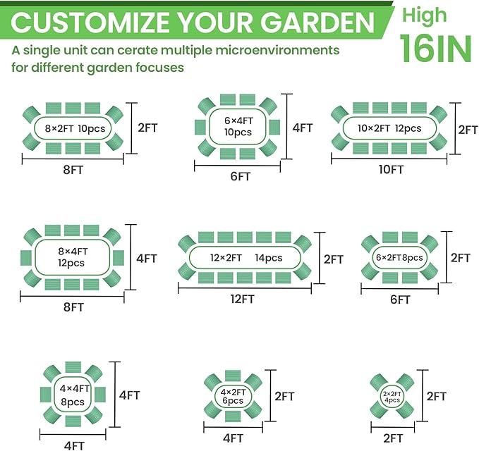 FRIZIONE 2pcs 9 in 1 Tall 8x2ft Galvanized Raised Garden Bed Outdoor,Steel Garden Bed for Vegetables,Above Ground Garden Box for Flower,Metal Raised Beds for Gardening-Ruum Studio Home